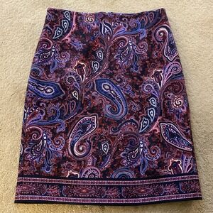 TALBOTS MULTI-COLOR PAISLEY PENCIL SKIRT CAREER‎ WEAR SIZE 4 EUC